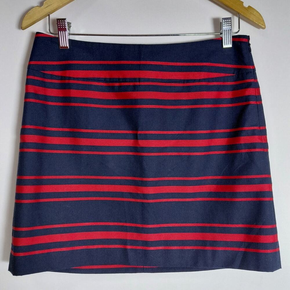 NWT LOFT PETITES Striped Skirt Navy Red Women Size 4P